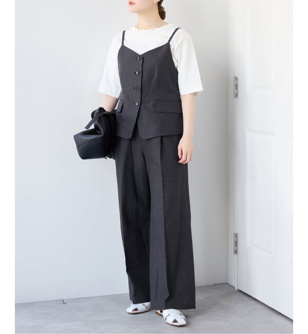 IENA「《セットアップ対応/予約》ウォッシャブル リネン混スラックス」|スラックス|