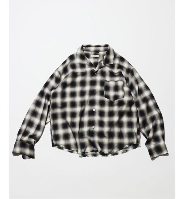JOURNAL STANDARD relume「レーヨン アンカット フリンジ チェックシャツ」|シャツ・ブラウス|ブラック