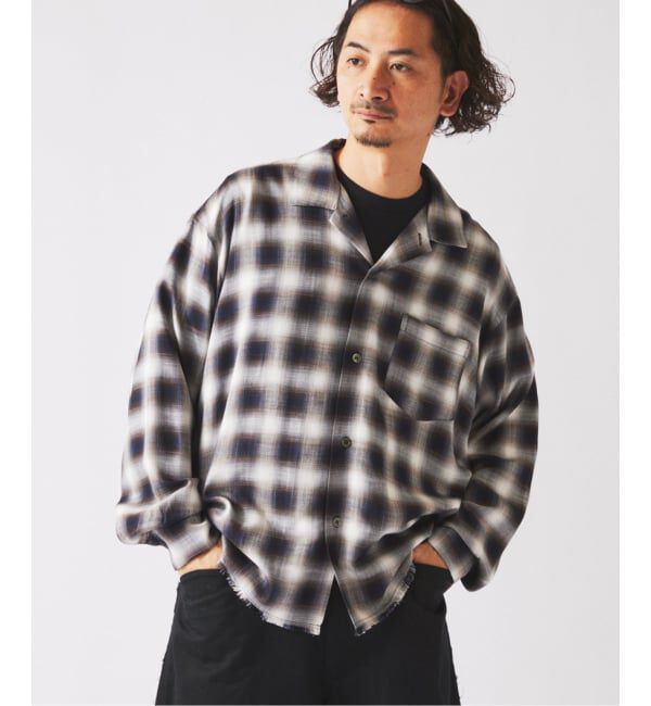 JOURNAL STANDARD relume「レーヨン アンカット フリンジ チェックシャツ」|シャツ・ブラウス|