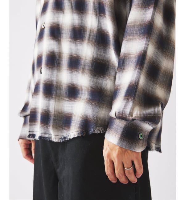 JOURNAL STANDARD relume「レーヨン アンカット フリンジ チェックシャツ」|シャツ・ブラウス|