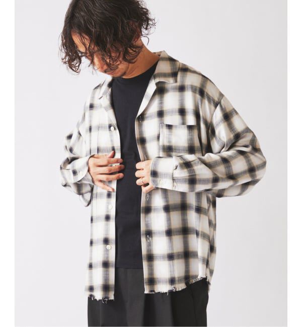 JOURNAL STANDARD relume「レーヨン アンカット フリンジ チェックシャツ」|シャツ・ブラウス|