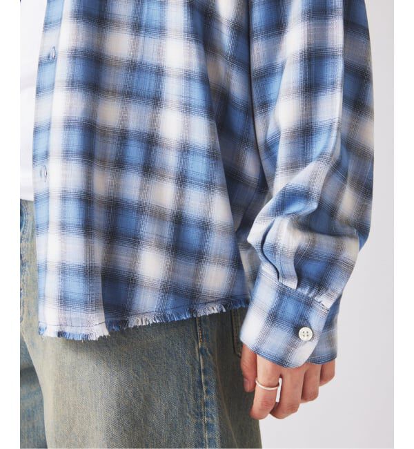 JOURNAL STANDARD relume「レーヨン アンカット フリンジ チェックシャツ」|シャツ・ブラウス|