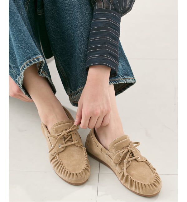 journal standard L'essage「【ALOHAS/アロハス】Rowan Suede Beige Leather Loafers：ローファー」|ローファー|