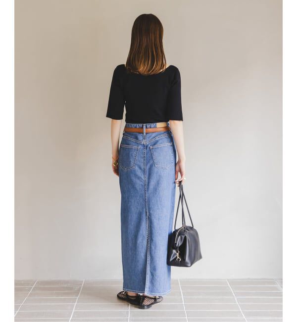 NOBLE「【洗える】14Gデコルテハーフスリーブニット」|ニット・セーター|