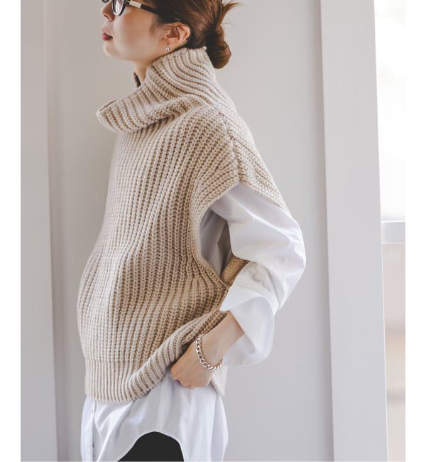 NOBLE「《追加》3G片畦ハイネックベスト」|ベスト・ジレ|