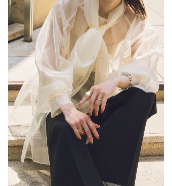 NOBLE「ブライトオーガンジーボウタイブラウス」|シャツ・ブラウス|ナチュラル