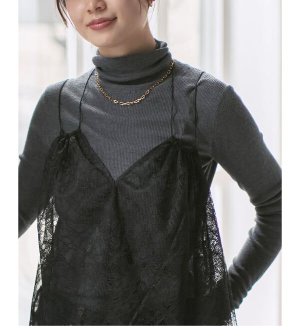 NOBLE「《追加》ラッセルレースギャザーキャミ」|キャミソール|