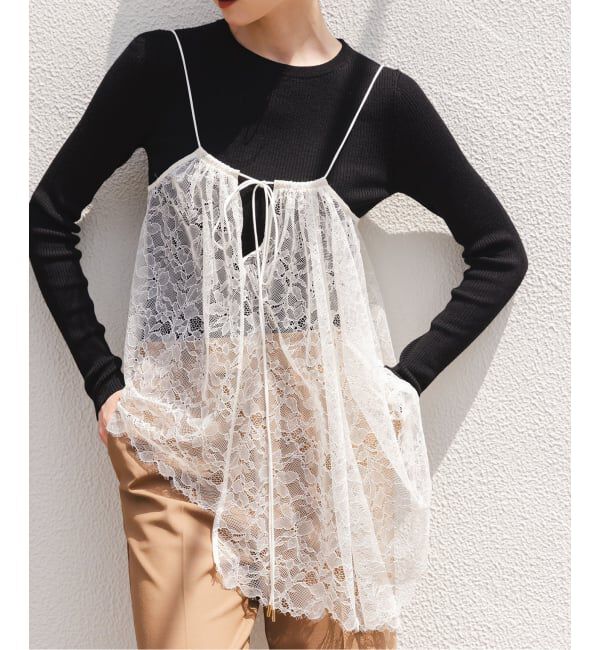 NOBLE「《追加》ラッセルレースギャザーキャミ」|キャミソール|