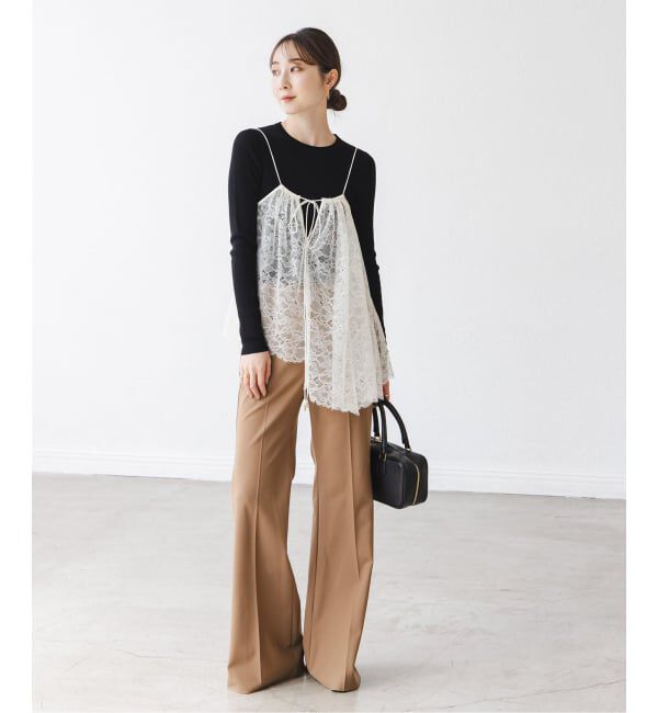 NOBLE「《追加》ラッセルレースギャザーキャミ」|キャミソール|