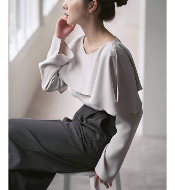 NOBLE「スリットケープブラウス」|シャツ・ブラウス|グレーB
