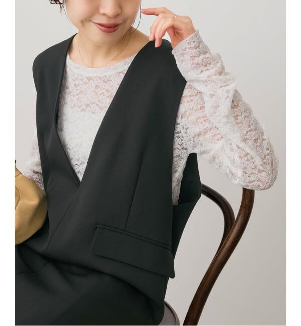 Spick and Span「シュリンクレースプルオーバー」|Tシャツ・カットソー|ホワイト