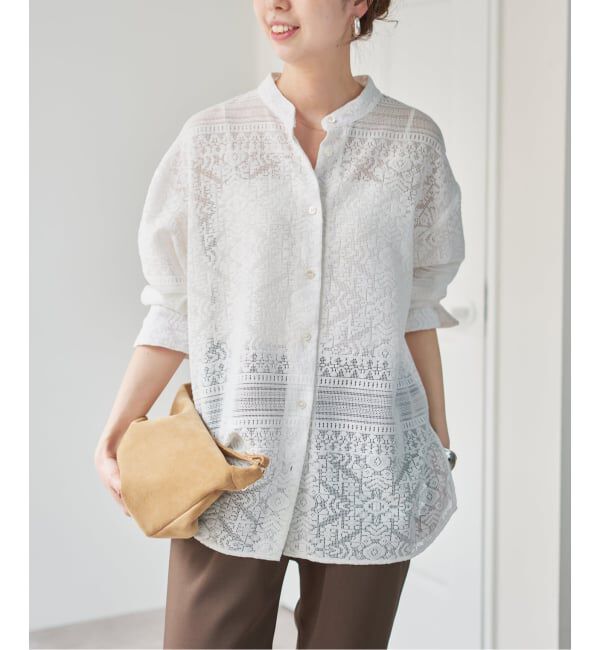 Spick and Span「スタンドカラーレースシャツ」|シャツ・ブラウス|