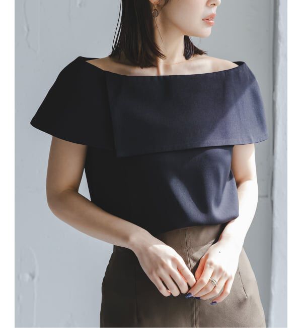 NOBLE「《WEB・ルクア大阪店限定追加予約》ソフトツイルケープブラウス」|シャツ・ブラウス|ブラック