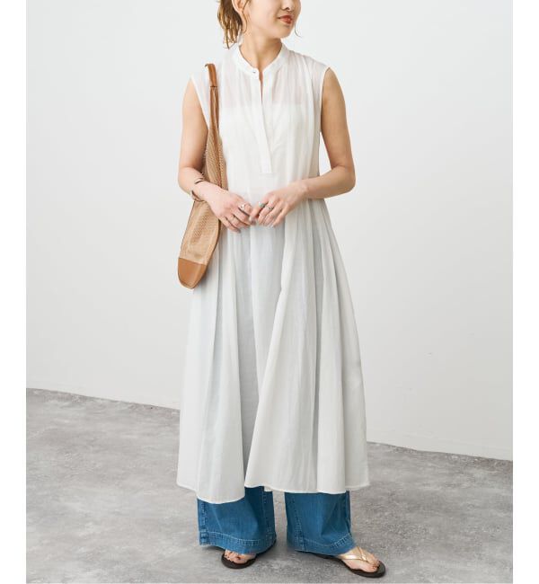 Spick and Span「《手洗い可 / 予約》C/Rボイルタックノースリーブワンピース」|ワンピース|