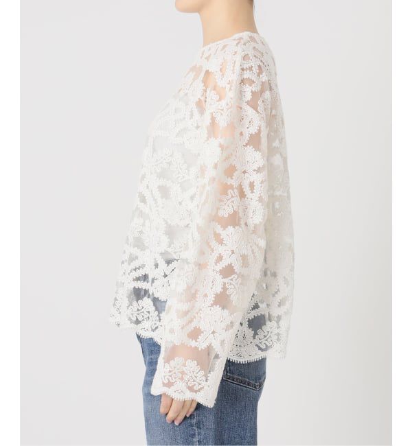 Spick and Span「《WEB限定 / 追加予約》コードエンブロイダリーチュールブラウス」|シャツ・ブラウス|