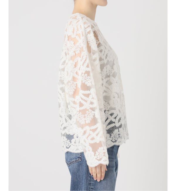 Spick and Span「《WEB限定 / 追加予約》コードエンブロイダリーチュールブラウス」|シャツ・ブラウス|