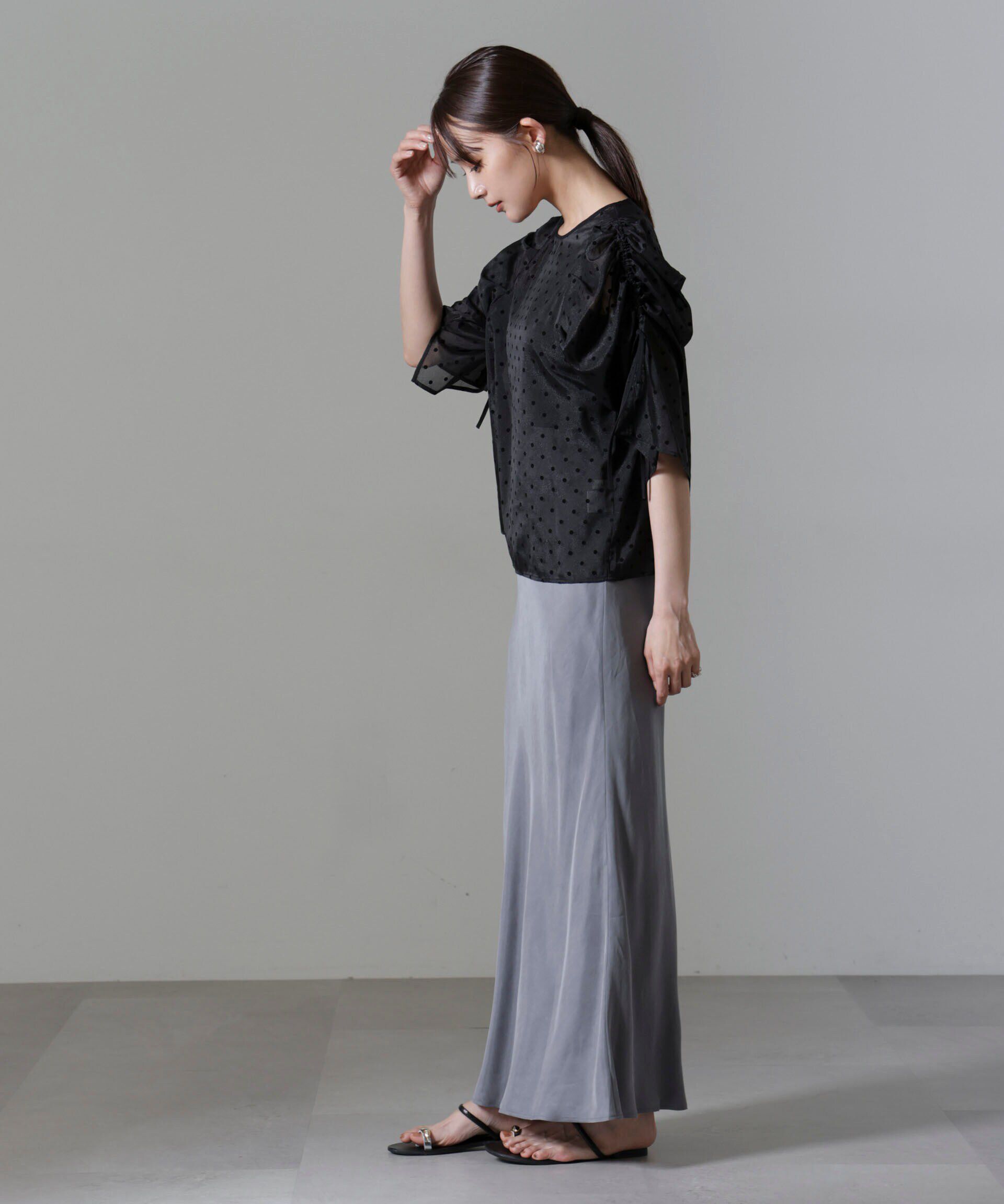 nano･universe「フロッキードットリボンスリーブブラウス」|シャツ・ブラウス|