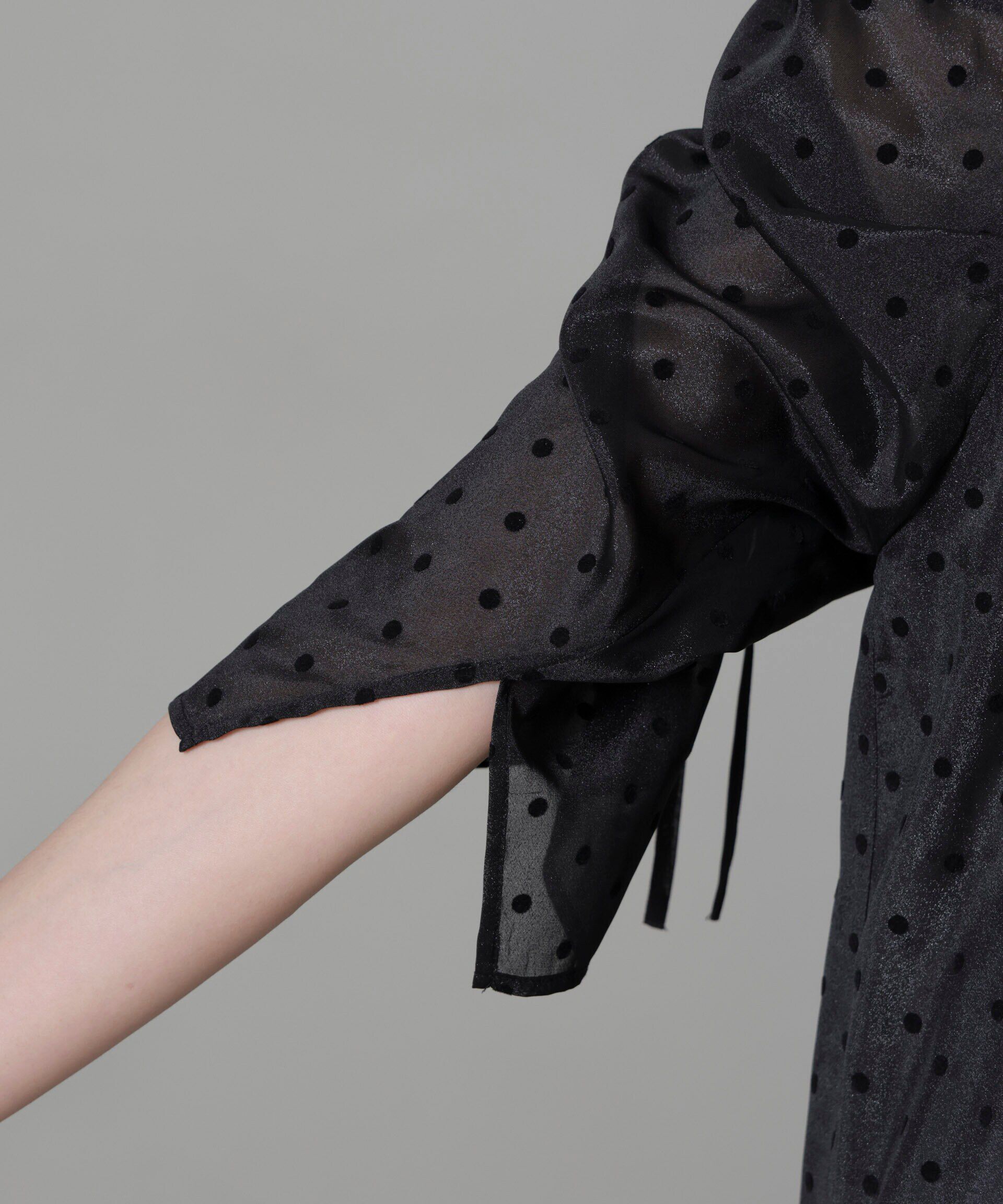 nano･universe「フロッキードットリボンスリーブブラウス」|シャツ・ブラウス|