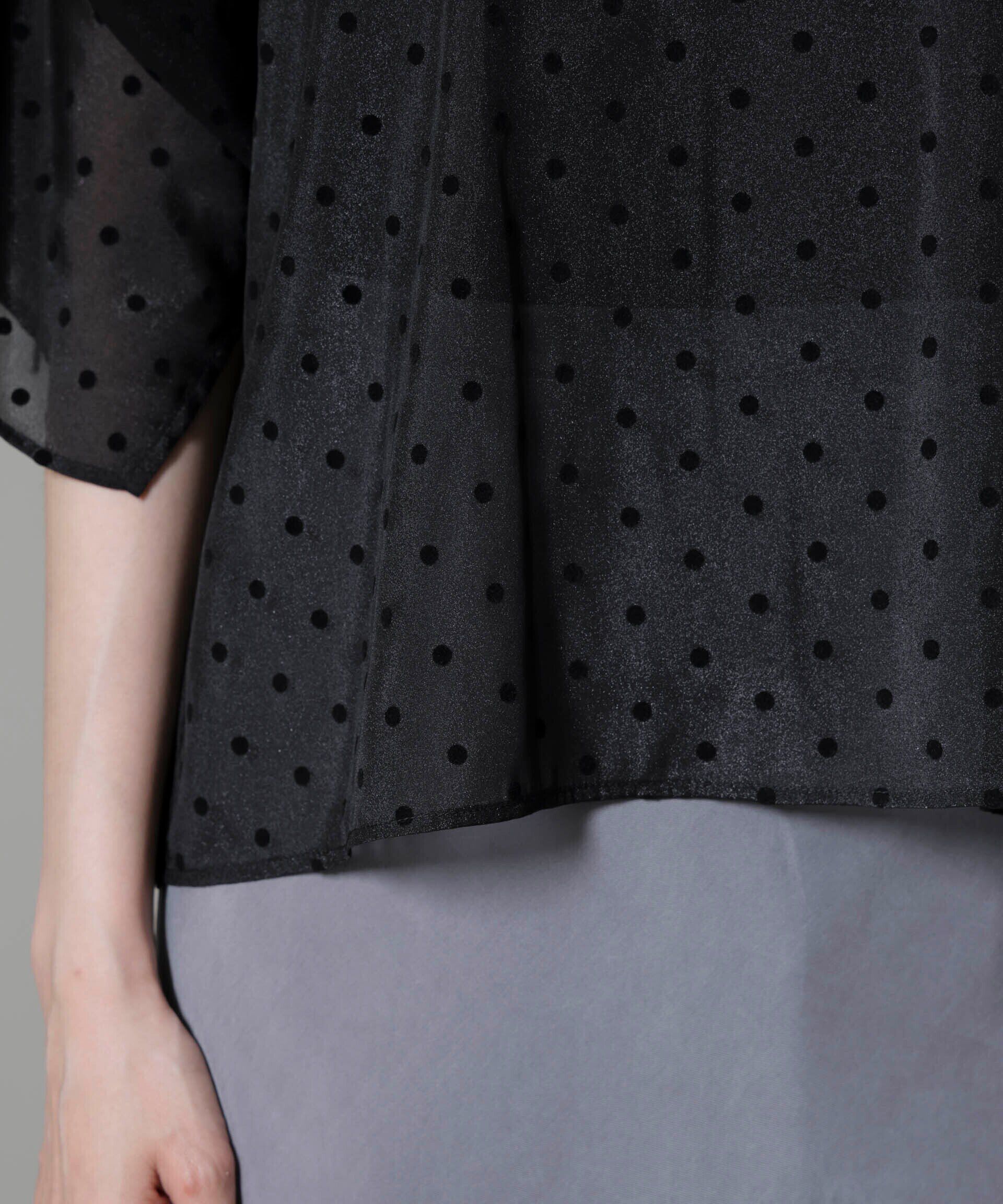 nano･universe「フロッキードットリボンスリーブブラウス」|シャツ・ブラウス|