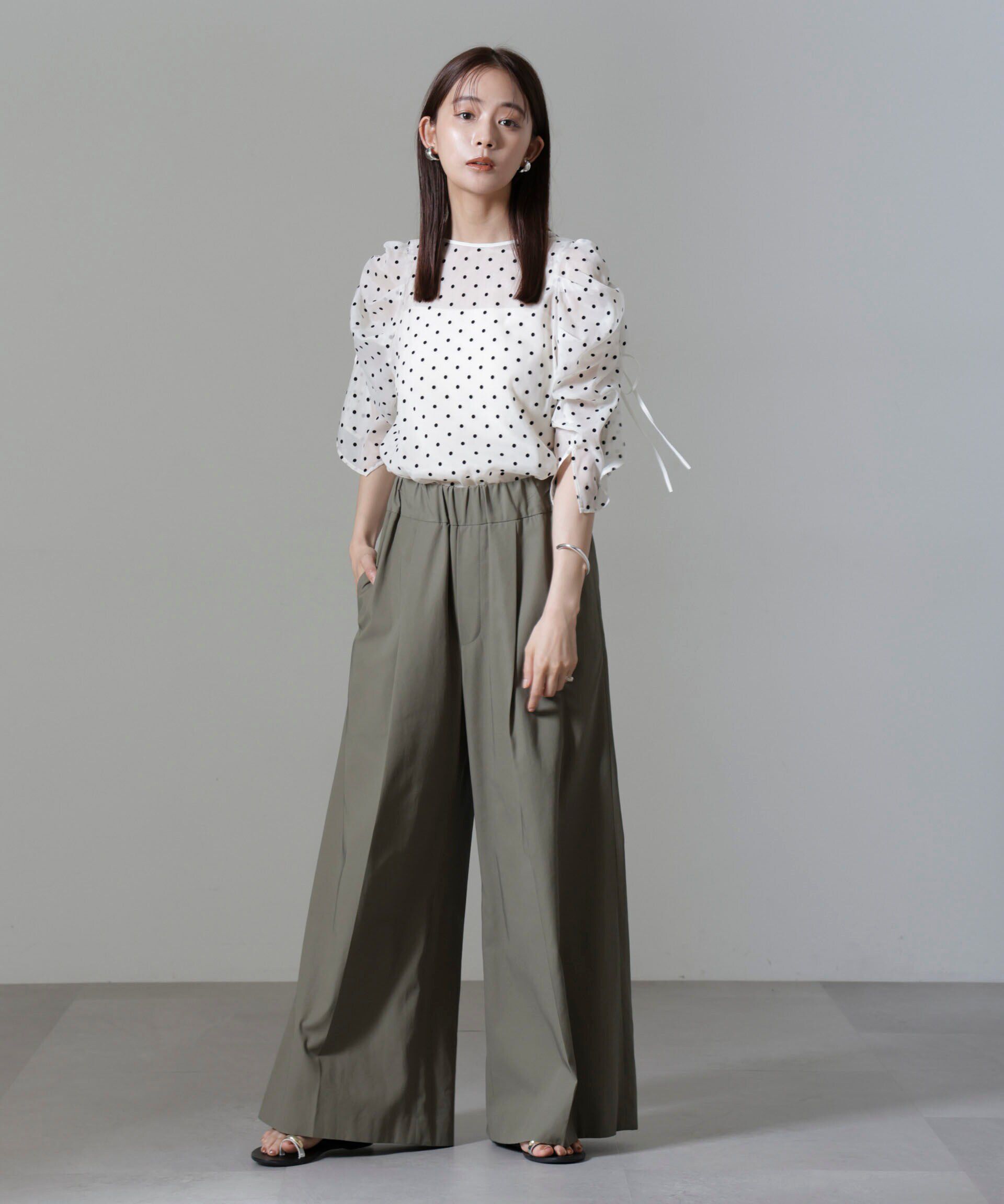 nano･universe「フロッキードットリボンスリーブブラウス」|シャツ・ブラウス|