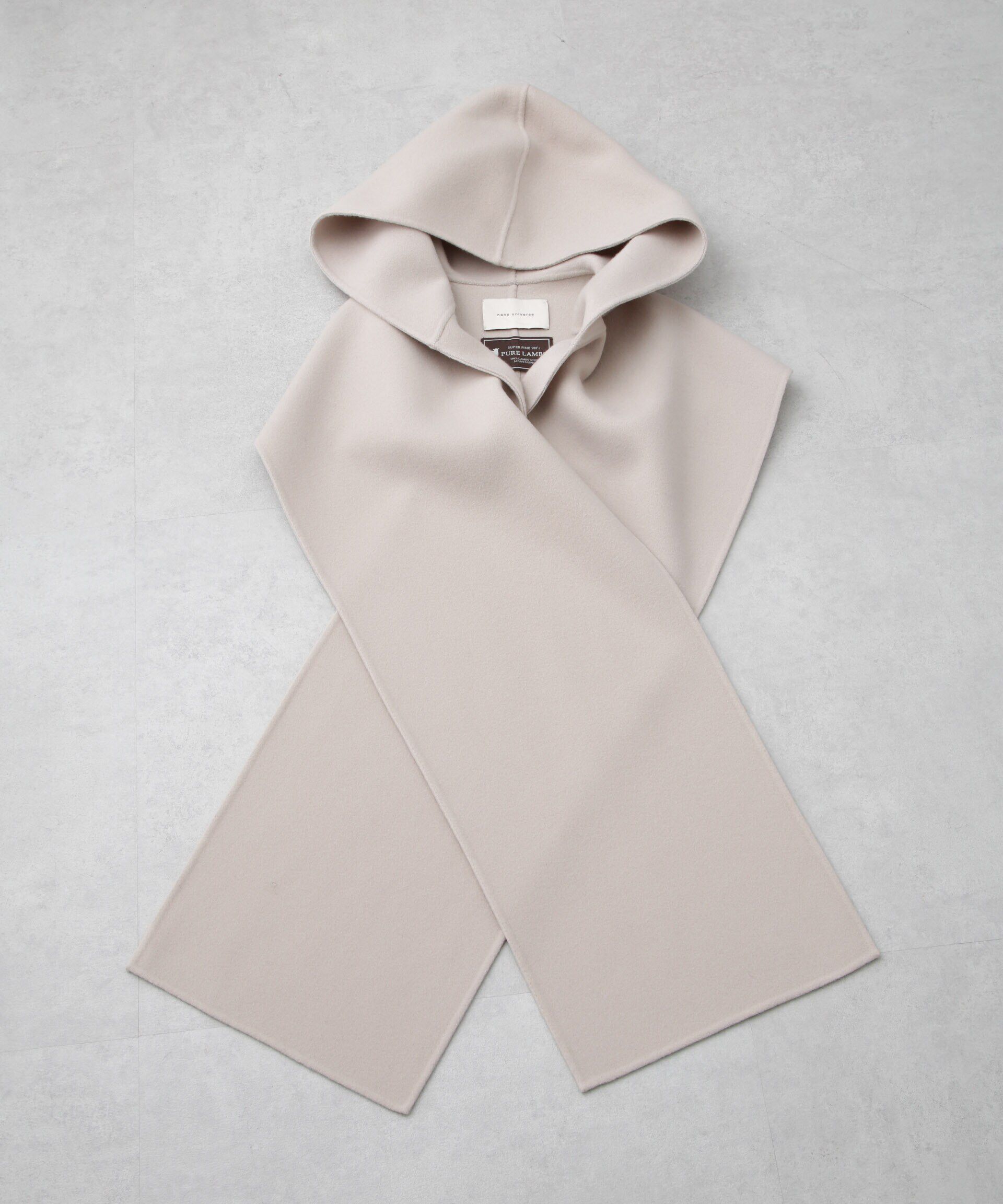 nano･universe「PURE LAMBS リバーフードストール」|マフラー|