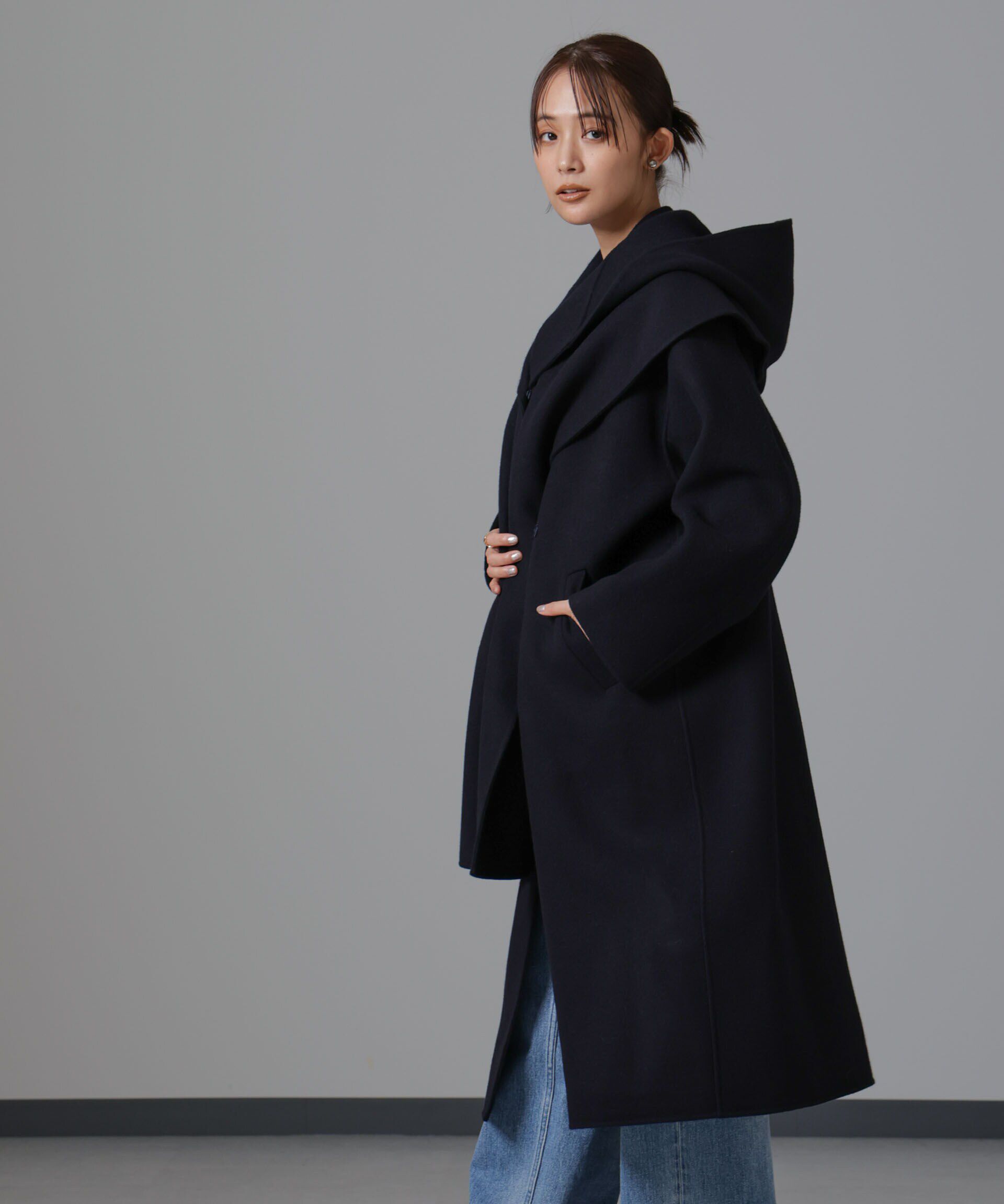 nano･universe「PURE LAMBS リバーフードストール」|マフラー|