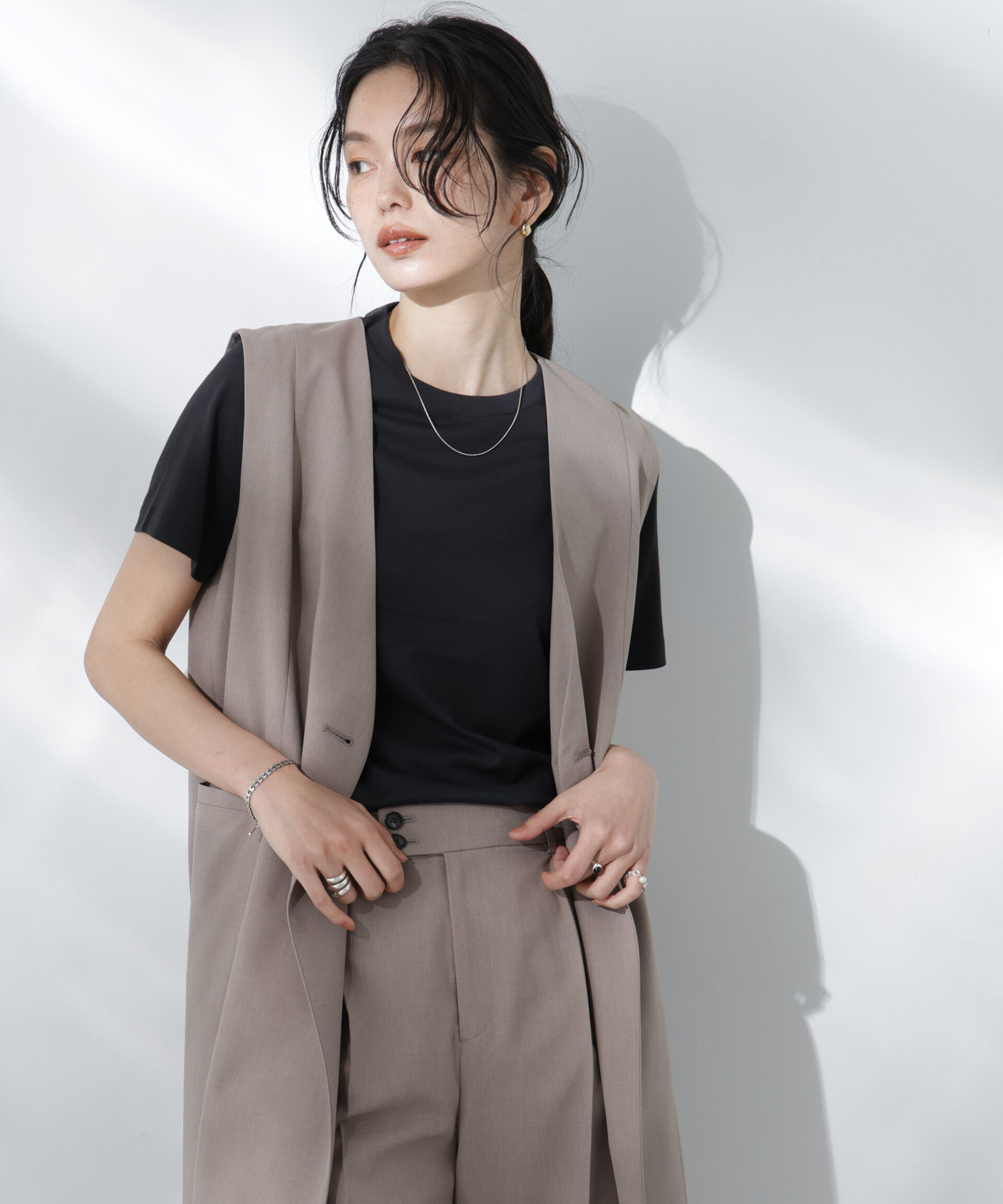 nano･universe「Anti Soaked(R) 汗染み防止クルーネックTシャツ」|Tシャツ・カットソー|ブラック