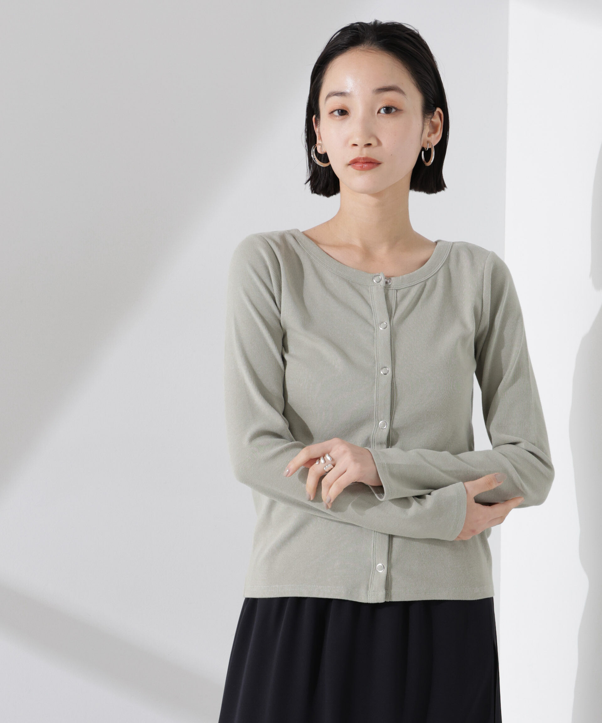 nano･universe「前後2wayクルーネックリブカットカーディガン」|Tシャツ・カットソー|