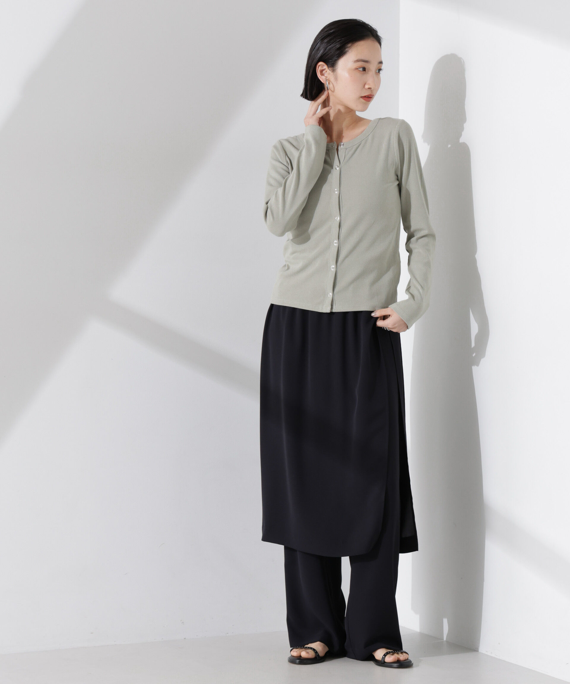 nano･universe「前後2wayクルーネックリブカットカーディガン」|Tシャツ・カットソー|