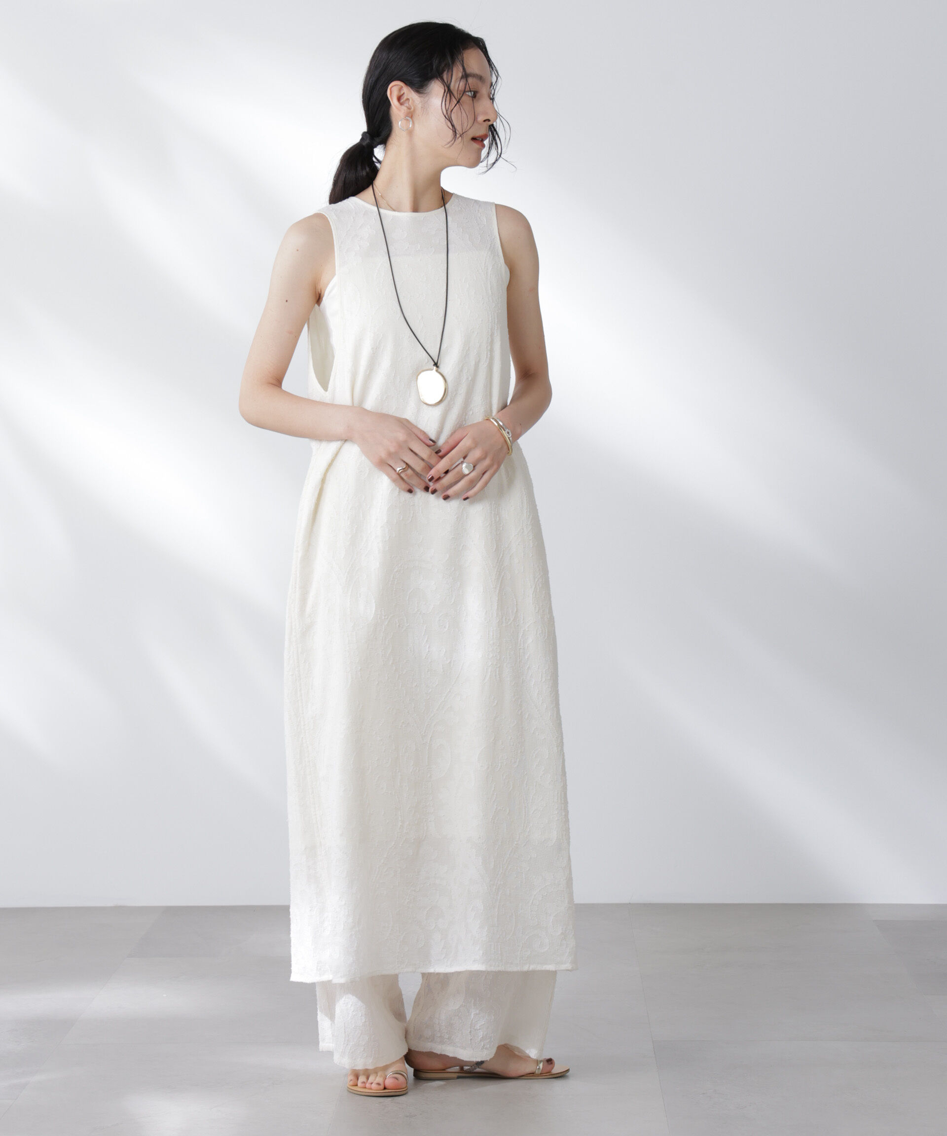 nano･universe「made in india カットワークジャカードワンピース(セットアップ可)」|ワンピース|