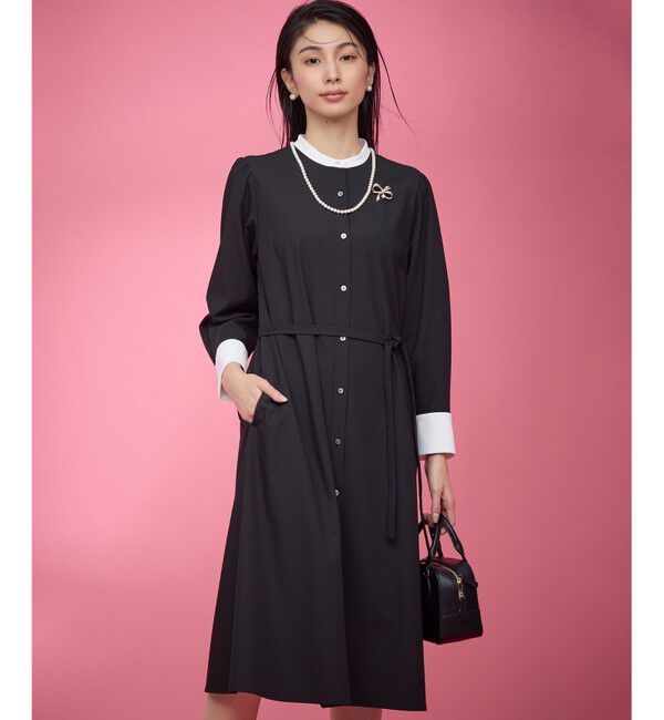 組曲「【KUMIKYOKU NAVY】ウーステッドライククロス シャツワンピース」|ワンピース|ブラック系