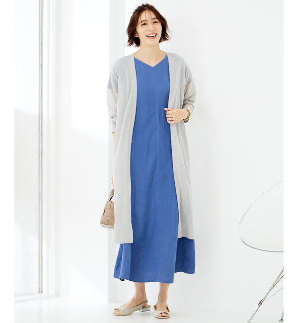 自由区「【洗える】シアーロングニットカーデ」|カーディガン|