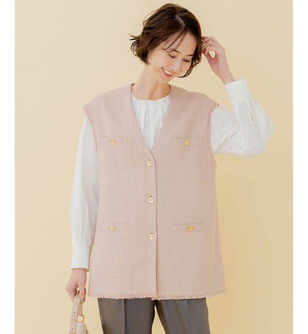 自由区「【セット可】ラミーブッチャー ショートジレ」|ベスト・ジレ|ピンク系