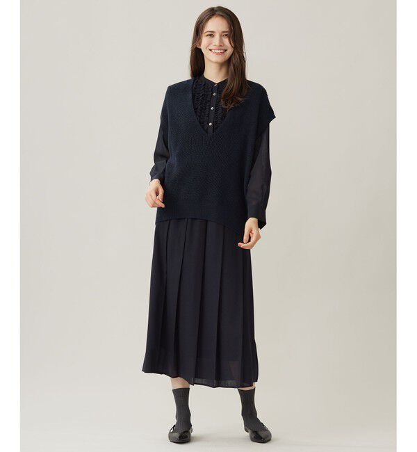 自由区「【洗える】コットンウールミドルゲージニット ベスト」|ベスト・ジレ|