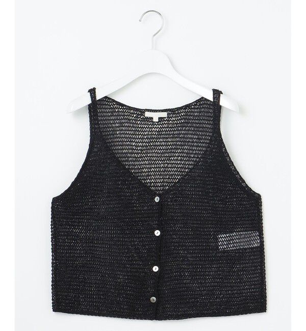 自由区「クロッシェライクニット ジレ」|ベスト・ジレ|ブラック