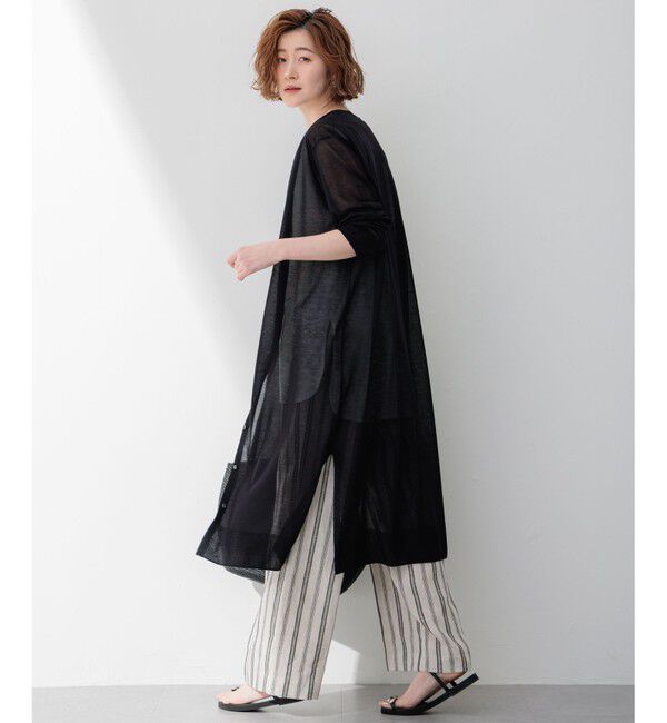 23区「【洗える】シャイニーシアー ニット ロングカーディガン」|ニット・セーター|