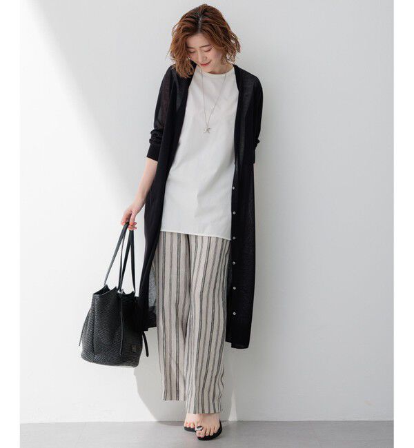 23区「【洗える】シャイニーシアー ニット ロングカーディガン」|ニット・セーター|