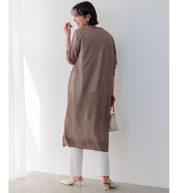 23区「【洗える】シャイニーシアー ニット ロングカーディガン」|ニット・セーター|