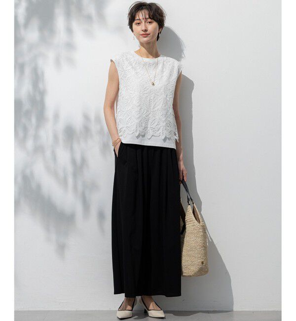 23区「【洗える/汗じみ防止加工】エンブロイダリージャージー フレンチスリーブ カットソー」|Tシャツ・カットソー|