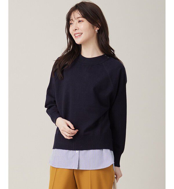 any SiS「【CICA加工】ケーブルリブ ニット」|ニット・セーター|ネイビー