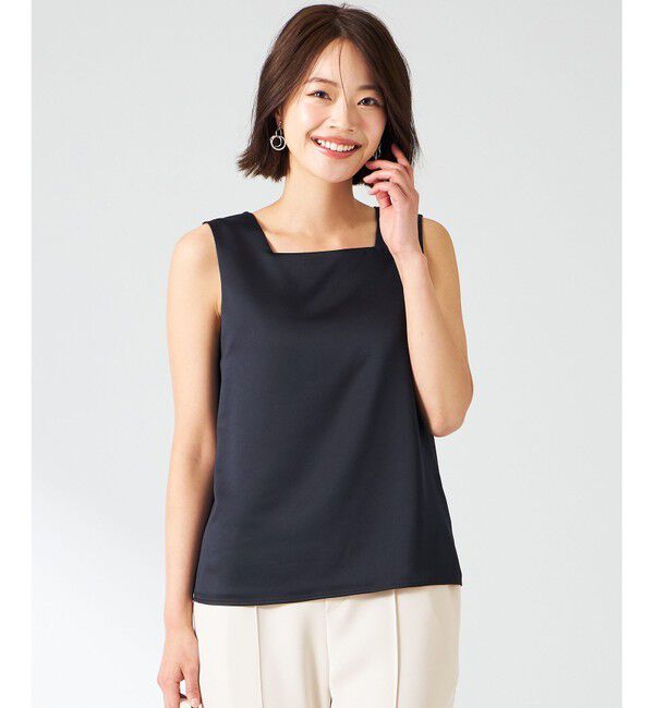 ANY SIS「【洗える】サテン2WAY タンクトップ」|タンクトップ|ネイビー