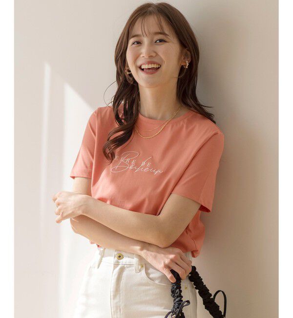 ANY SIS「【洗える】ベーシックロゴ刺繍 Tシャツ」|Tシャツ・カットソー|オレンジ