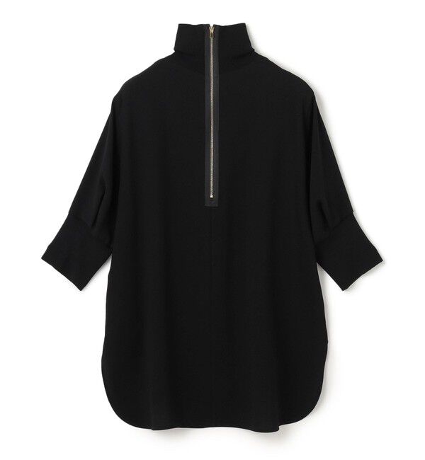 BEIGE,「【洗える】FLEUR / ニットコンビハイネック半袖ブラウス」|シャツ・ブラウス|