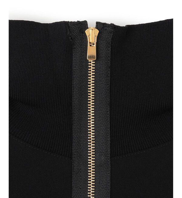 BEIGE,「【洗える】FLEUR / ニットコンビハイネック半袖ブラウス」|シャツ・ブラウス|