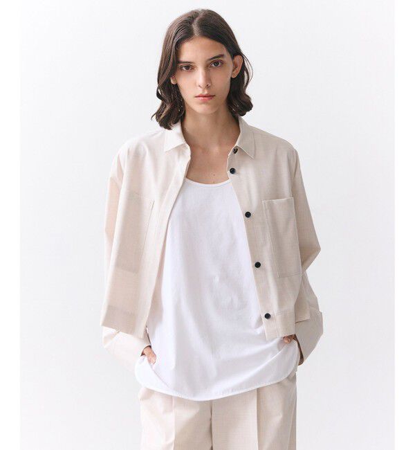 BEIGE,「APOPHY / ステッチディテールショートシャツジャケット」|シャツ・ブラウス|OatMeal