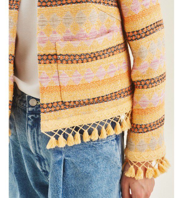 GRACE CONTINENTAL「エスニックジャガードジャケット」|ノーカラージャケット|