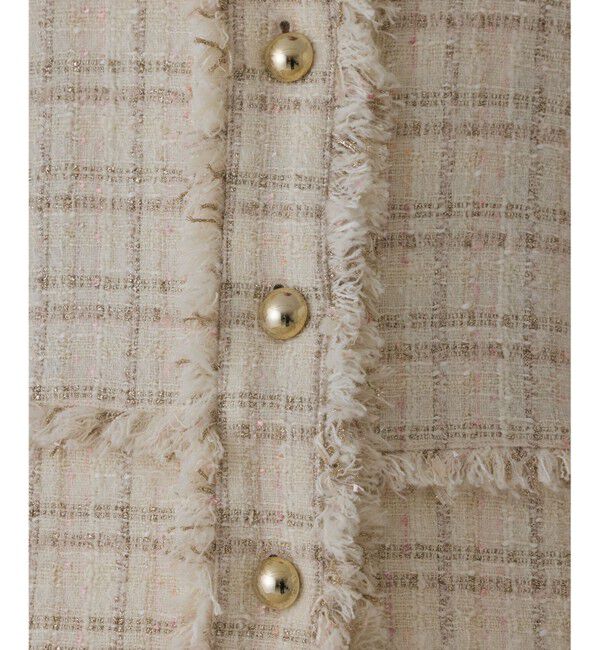 GRACE CONTINENTAL「フレアスリーブツイードジャケット」|ノーカラージャケット|