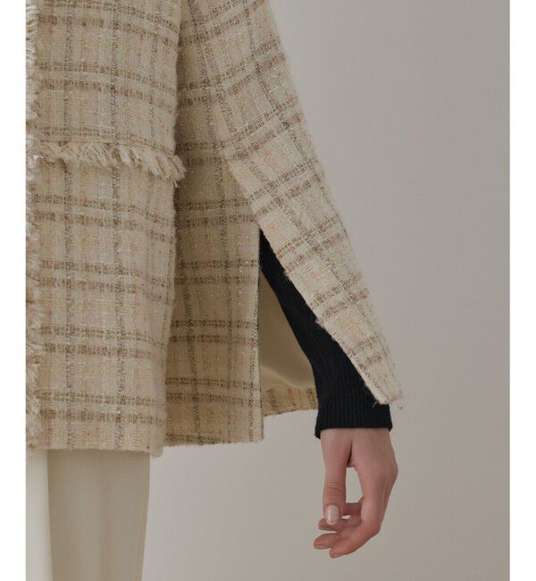 GRACE CONTINENTAL「フレアスリーブツイードジャケット」|ノーカラージャケット|