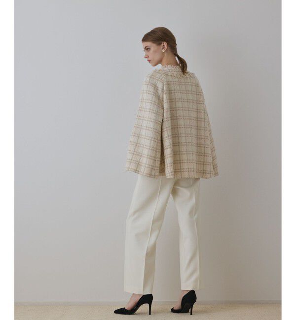 GRACE CONTINENTAL「フレアスリーブツイードジャケット」|ノーカラージャケット|