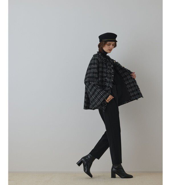 GRACE CONTINENTAL「フレアスリーブツイードジャケット」|ノーカラージャケット|